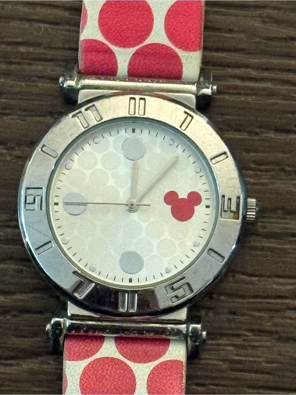Pink Polka Dot Mickey-Style Analog Watch